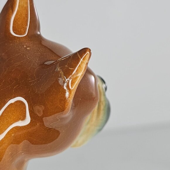 Vintage Ceramic Boxer Dog With Chain Collar Figurine 7 In *Repaired* - Picture 6 of 9